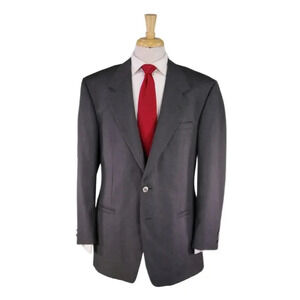 Versace Classic V2 Vintage 1990's Solid Gray 2-Btn Oversized Wool Suit 42R